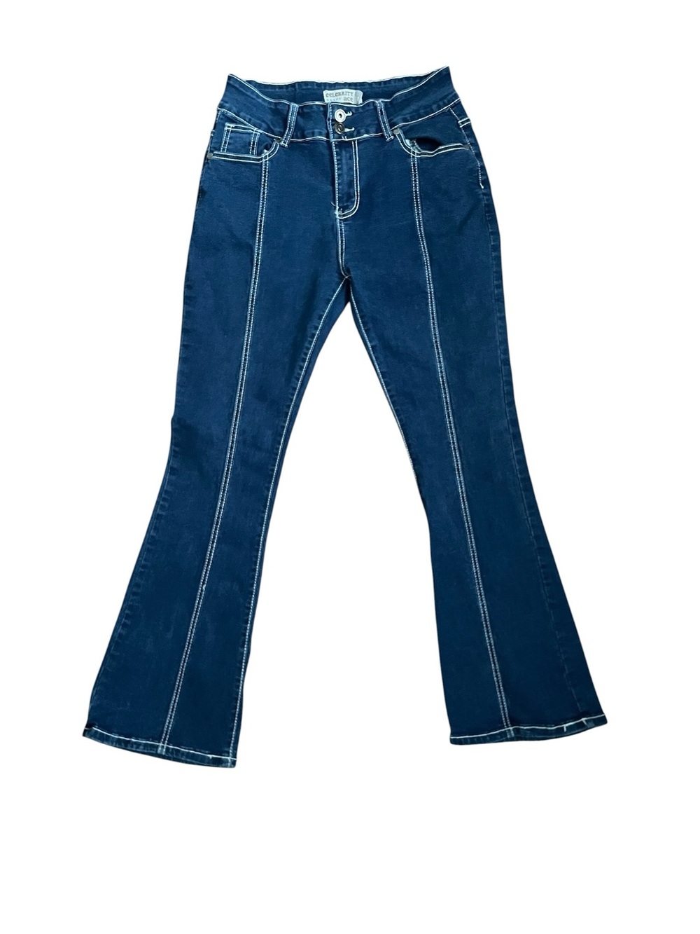 Celebrity Ace Dark Blue High-Rise Straight Flare Jeans - Picture 3 of 9